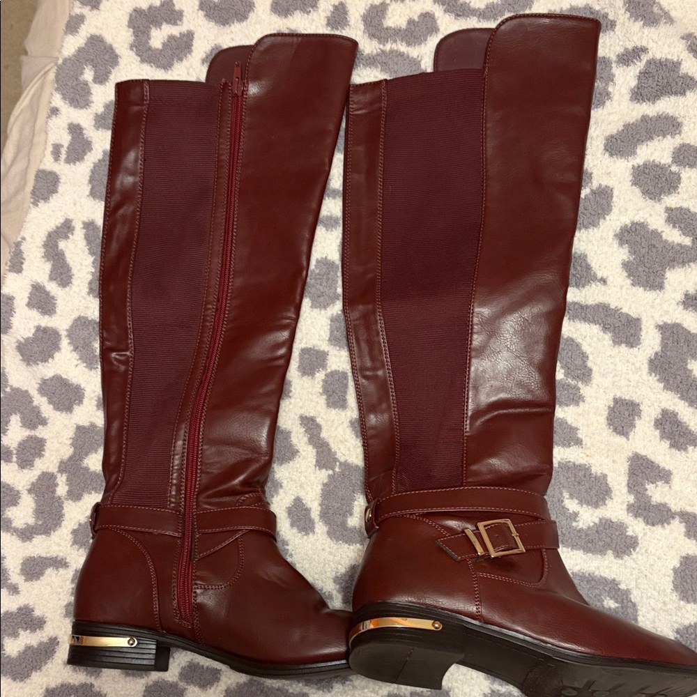 Maroon Riding Boots with Gold accents
